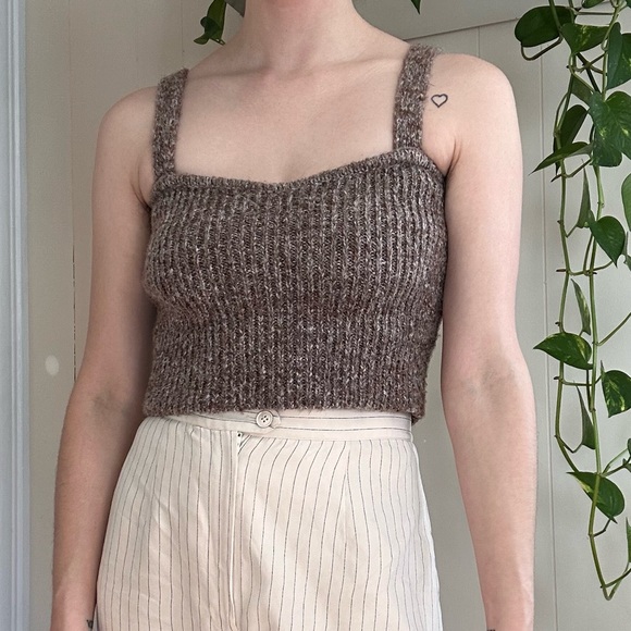 Zara Knit Brown Tank Top - Picture 4 of 12